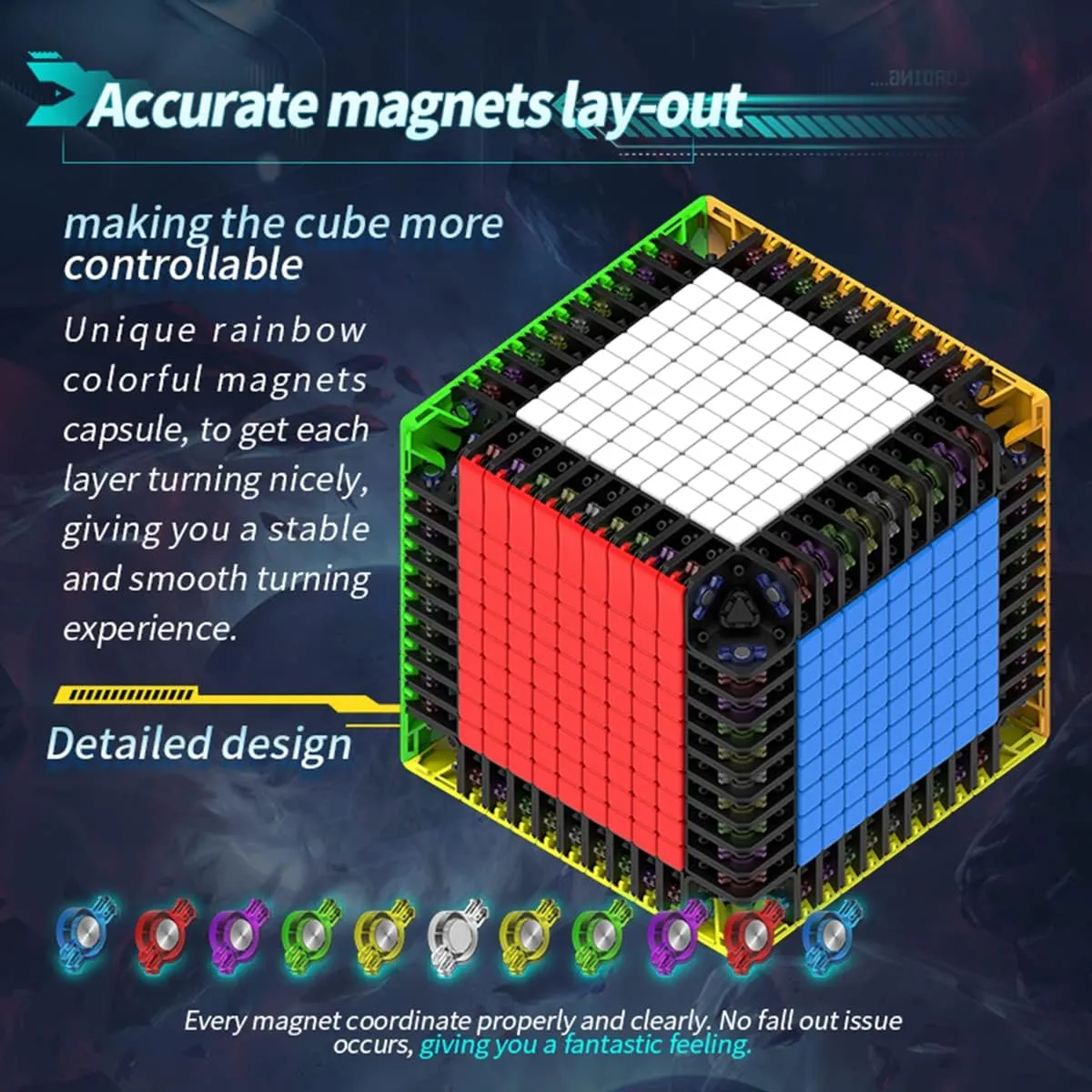 DianSheng Galaxy 11 M Magnetic 11x11 Speed Cube Stickerless 11x11x11 M Puzzle Magic Cube(Primary Kernel)