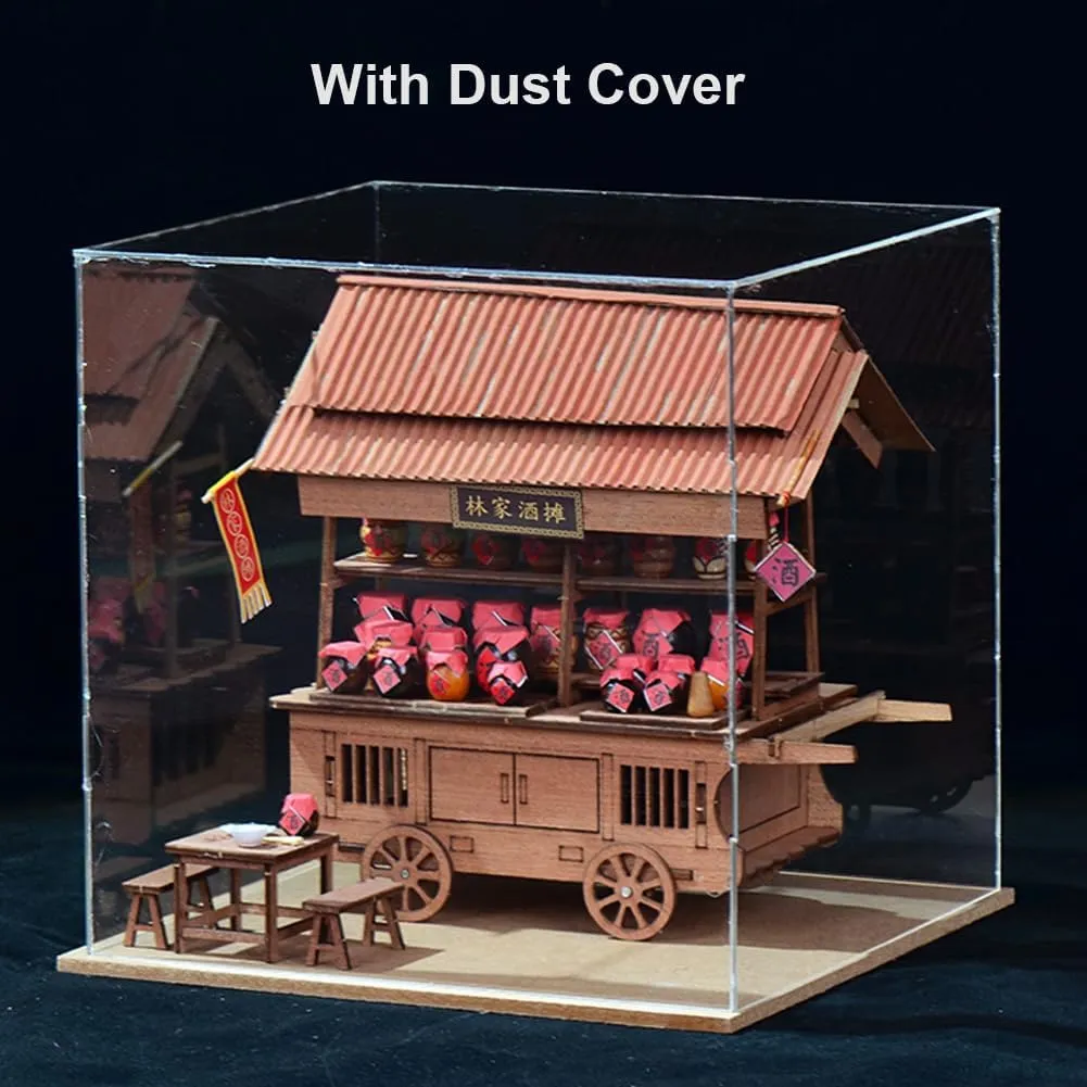 DIY Wooden Dollhouse Japanese Style Trolley Dining Car 3D Miniature Assembled Toys Creative Gift for Friend and Parents (826)