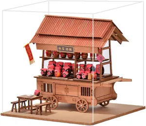 DIY Wooden Dollhouse Japanese Style Trolley Dining Car 3D Miniature Assembled Toys Creative Gift for Friend and Parents (826)