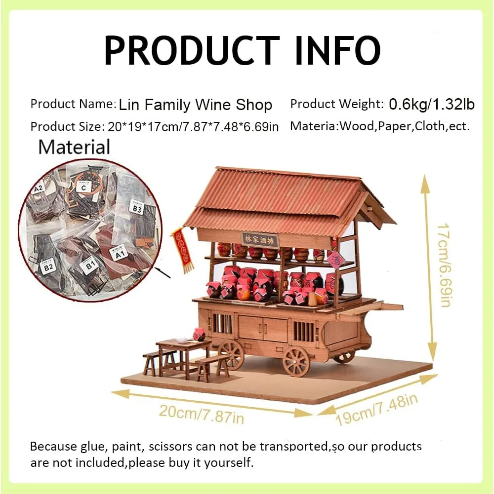 DIY Wooden Dollhouse Japanese Style Trolley Dining Car 3D Miniature Assembled Toys Creative Gift for Friend and Parents (826)