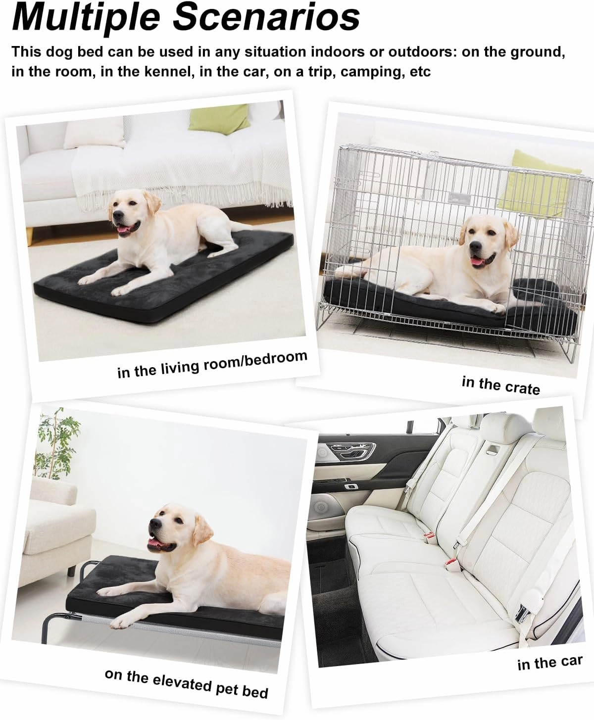Dog Crate Bed for X Large Size Dogs,XL Washable Dog Kennel Pad Ultra Soft Pet Sleeping Mat for Cages,Anti-Slip Bottom,41x27 inch,Black