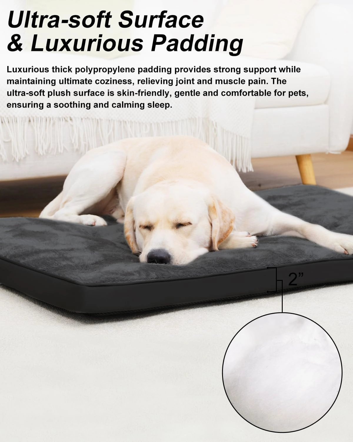 Dog Crate Bed for X Large Size Dogs,XL Washable Dog Kennel Pad Ultra Soft Pet Sleeping Mat for Cages,Anti-Slip Bottom,41x27 inch,Black