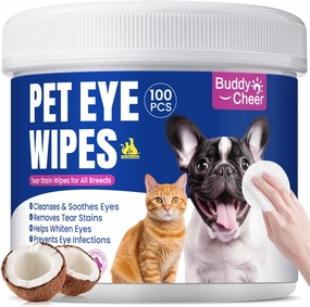Dog Eye Wipes, Angel Tear Stain Remover for All Dogs & Cats – Hypoallergenic & Deodorizing Eye Wipes for Dogs, Pet Eye Cleaner Wipes with Enzymes for Discharge, Crust, Mucus & Debris, Coconut (100 Ct)