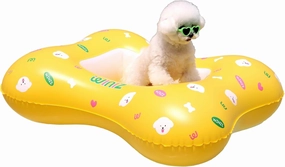Dog Float - Yellow Cute Design Inflatable Rafts for Small Medium Dogs and Puppies - Essential Pet Supplies for Summer Outdoor Water Play Pool Lake River