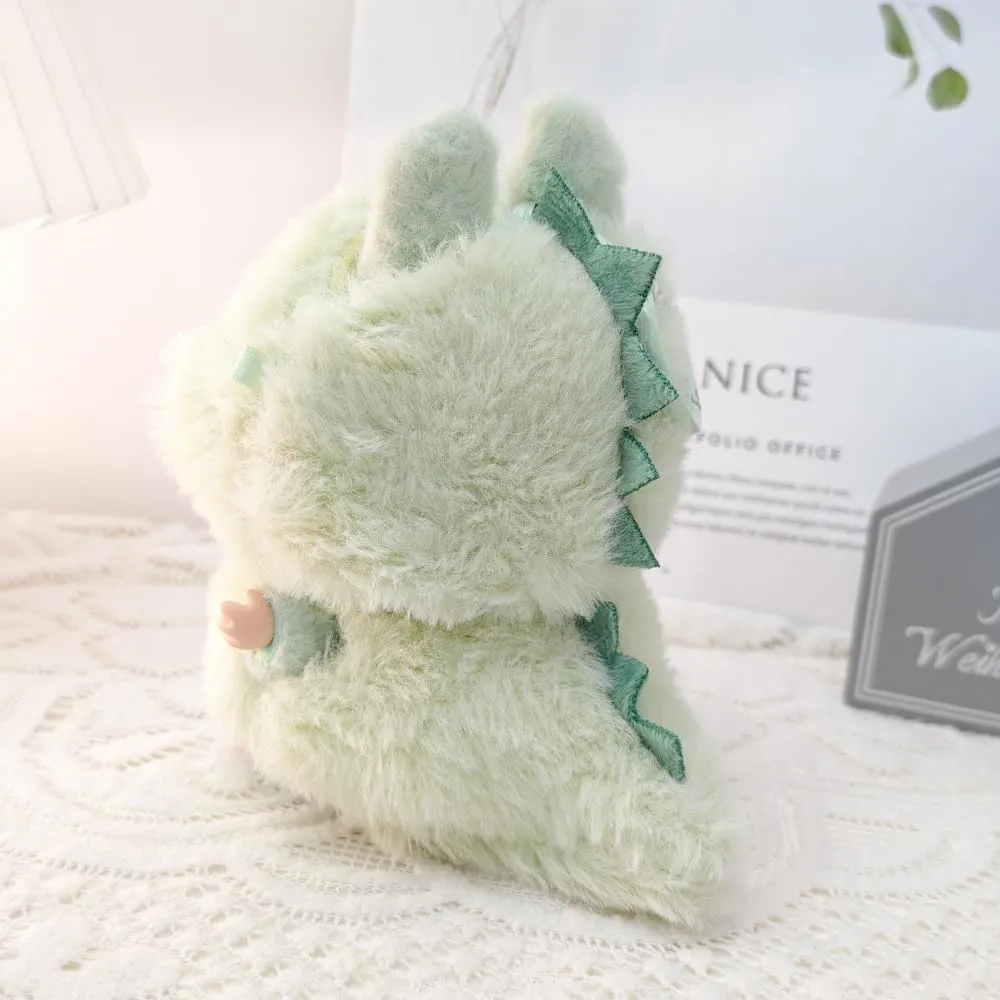 Doll Clothes for Labubu,Furry Animail Cosplay Costume for 6.7 Inch Dolls Dress Up Accessories (Dinosaur Green, Small)