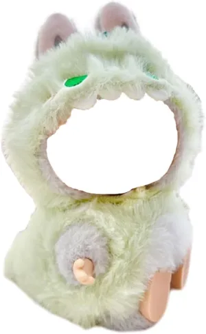 Doll Clothes for Labubu,Furry Animail Cosplay Costume for 6.7 Inch Dolls Dress Up Accessories (Dinosaur Green, Small)