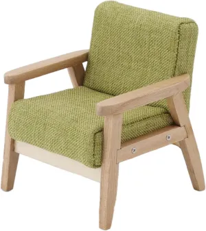 Doll House Sofa 1:12 Doll House Miniature Japanese Single Fabric Armchair Sofa Living Room Furniture Decoration(Grass Green)