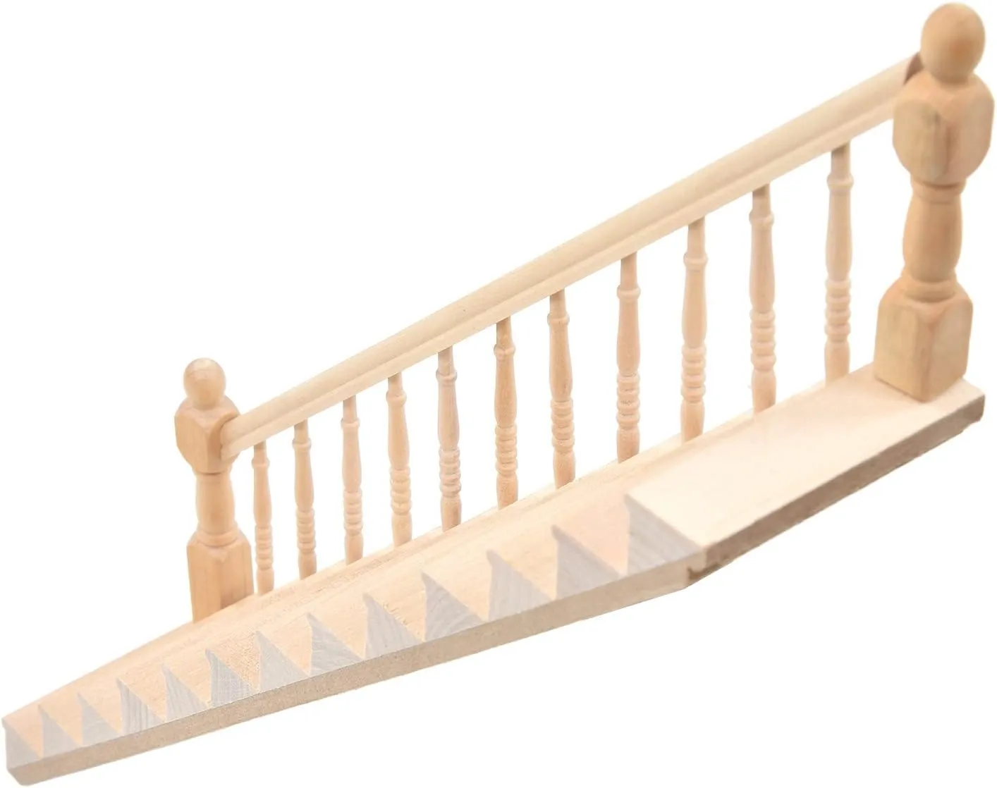 Doll House Stairs Glossy Rounded Corners Birch DIY Cute Miniature Staircase Crafts Wall Hanging 1/12 (Left armrest)