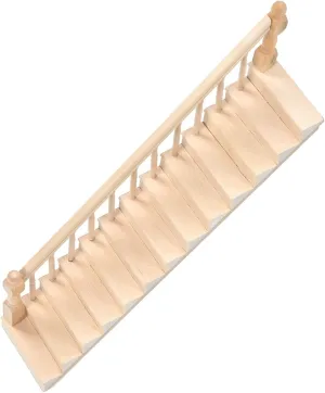 Doll House Stairs Glossy Rounded Corners Birch DIY Cute Miniature Staircase Crafts Wall Hanging 1/12 (Left armrest)