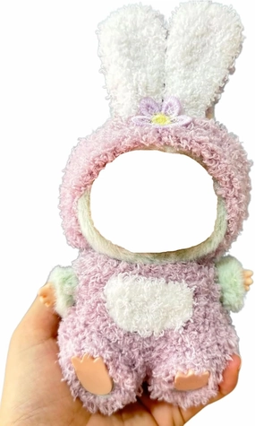 Doll Clothes for Labubu,Furry Animail Cosplay Costume for 6.7 Inch Dolls Dress Up Accessories (Bunny Purple, Small)