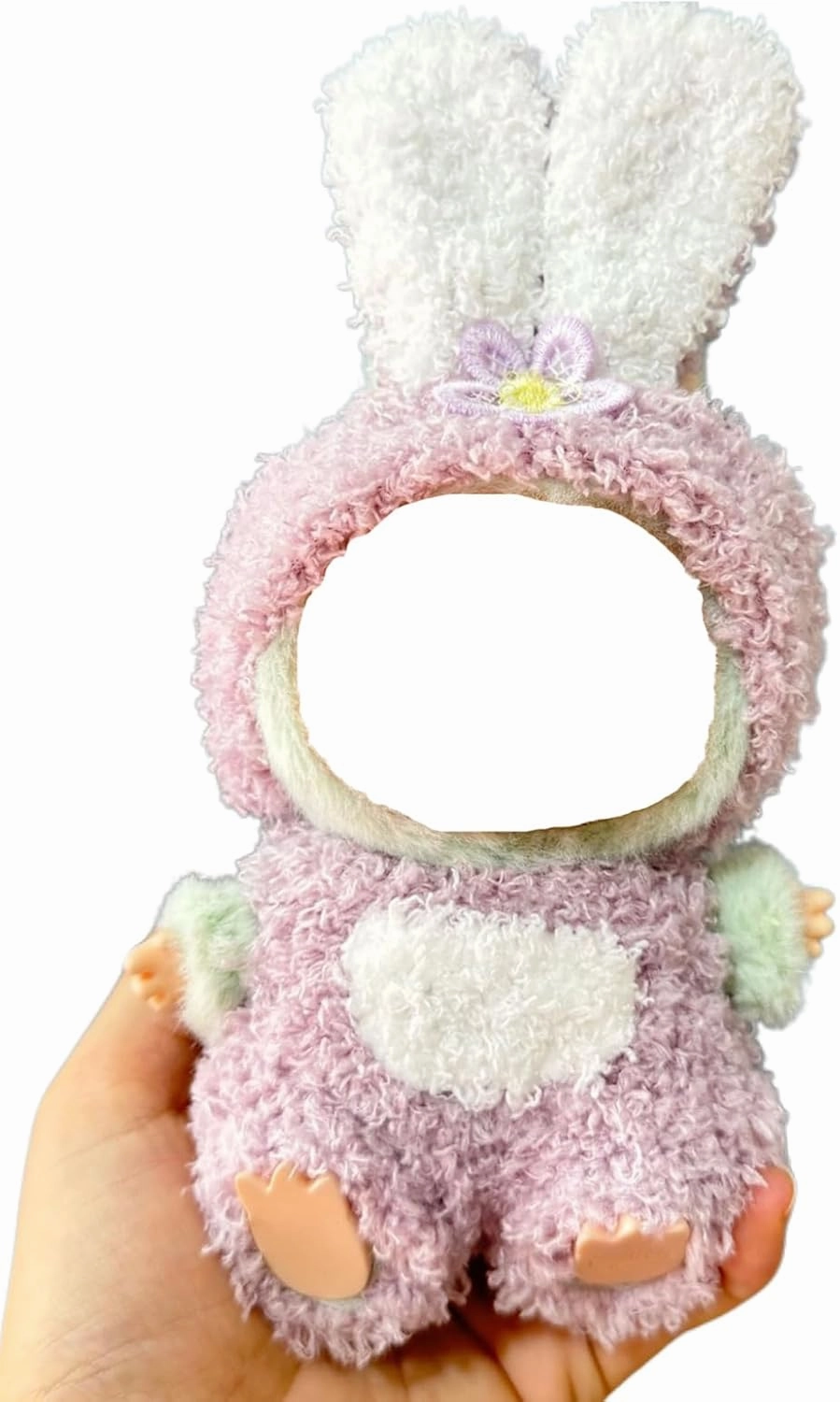 Doll Clothes for Labubu,Furry Animail Cosplay Costume for 6.7 Inch Dolls Dress Up Accessories (Bunny Purple, Small)