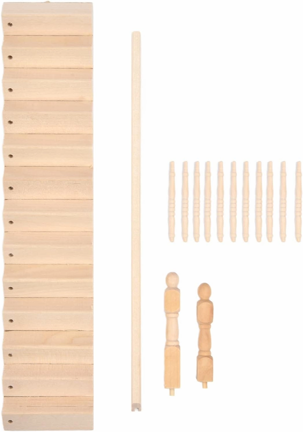 Doll House Stairs, Miniature Stair, Wooden Roded Stairs, for Crafts Room Decoration Cute(Riht Armrest)
