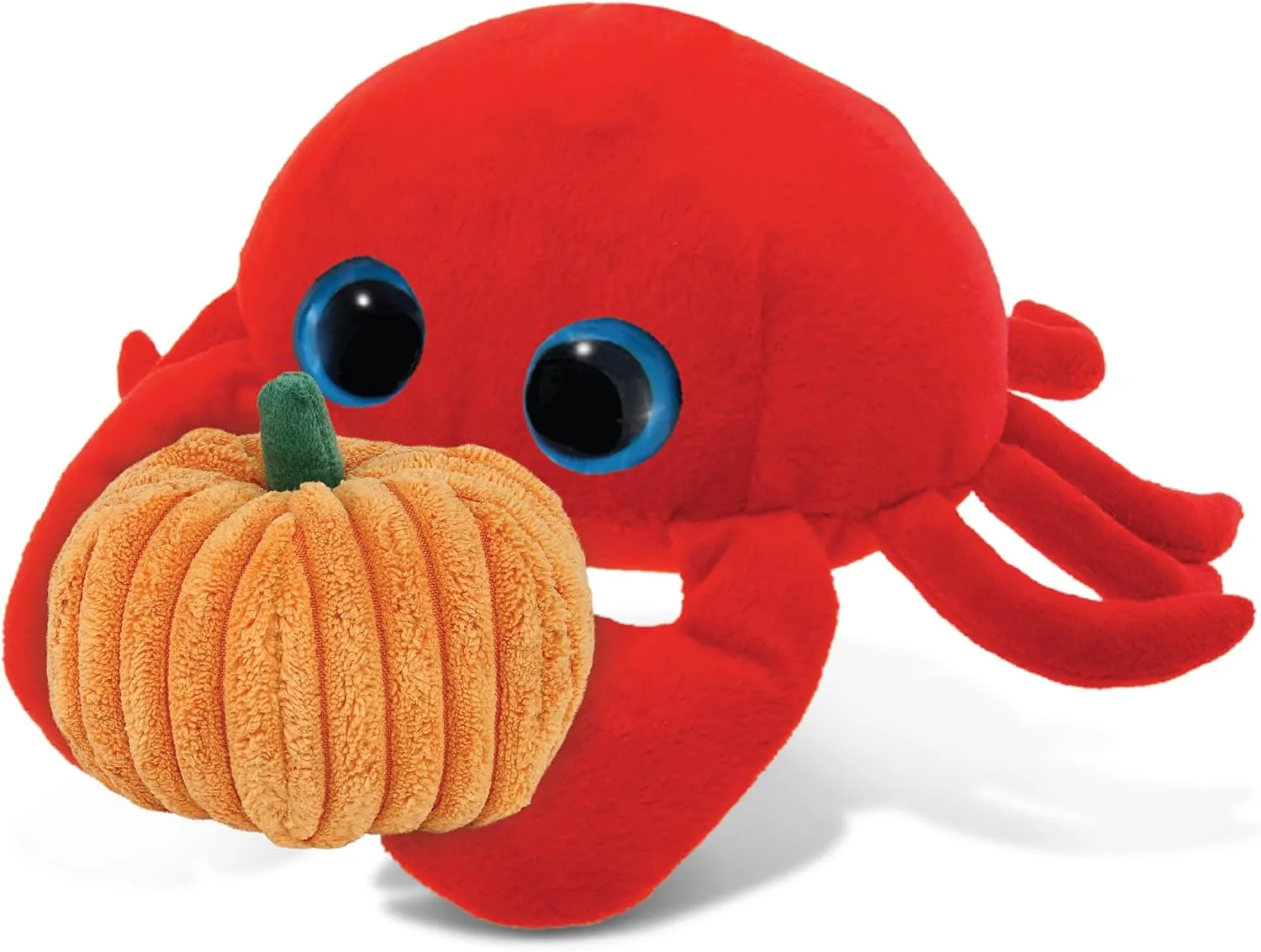 DolliBu Big Eye Red Crab Stuffed Animal with Pumpkin Plush Decor - Crab Pumpkin Plush Ocean Animal for Fall, Halloween and Thanksgiving, Pumpkin Plush Toy for Baby, Kids, Adults - 9.5 Inches