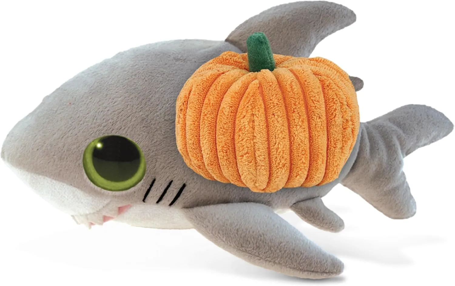 DolliBu Big Eye Shark Stuffed Animal with Pumpkin Plush Decor - Shark Pumpkin Plush Ocean Animal for Fall, Halloween and Thanksgiving, Pumpkin Plush Toy for Baby, Kids, Adults - 6 Inches