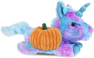 DolliBu Cotton Candy Plush Friday Blue Unicorn Stuffed Animal with Pumpkin Plush Decor - Unicorn Pumpkin Plush Animal for Fall, Halloween and Thanksgiving, Pumpkin Plush Toy for Kids - 10.5 Inches