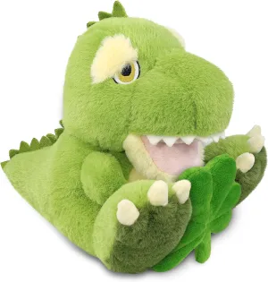 DolliBu Eco-Friendly T-Rex Dinosaur Stuffed Animal with Green Plush Shamrock and Name Personalization, Fun St Patricks Day Stuffed Animal Dino, Good Luck St Patricks Day Toys for Kids, Baby - 9 Inch
