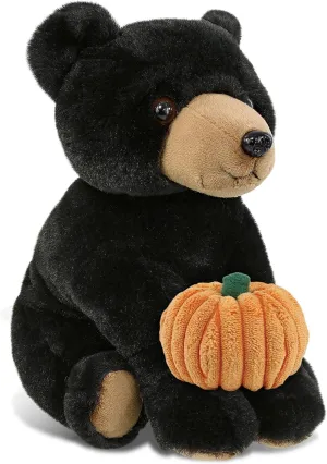 DolliBu Floppy Black Bear Stuffed Animal with Pumpkin Decor and Name Personalization - Pumpkin Plush Animal for Fall, Halloween and Thanksgiving, Pumpkin Toy for Kids, Adults - 9 Inches