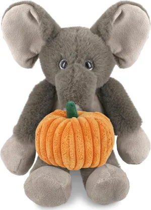 DolliBu Halloween Stuffed Animal Long Leg Elephant Plush with Pumpkin - Long Leg Elephant Stuffed Animal with Small Pumpkin Plush Perfect Halloween Plush Toys, Halloween Stuffed Animal - 10.5 Inches