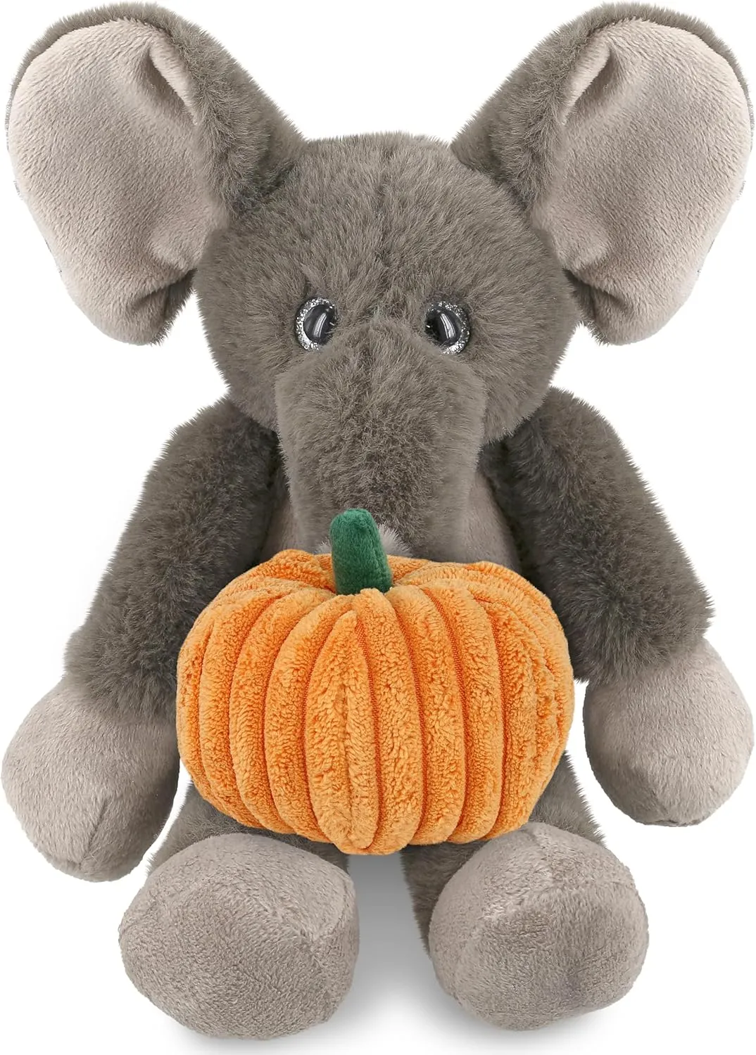 DolliBu Halloween Stuffed Animal Long Leg Elephant Plush with Pumpkin - Long Leg Elephant Stuffed Animal with Small Pumpkin Plush Perfect Halloween Plush Toys, Halloween Stuffed Animal - 10.5 Inches