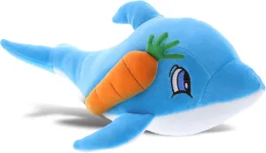DolliBu Happy Easter Baby Soft Plush Blue Dolphin with Carrot - Cute Stuffed Animals with Carrot Plush Toy, with Name Personalization, Spring Easter Plush Animal - 5 Inches
