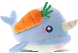 DolliBu Happy Easter Baby Soft Plush Blue Narwhal with Carrot - Cute Stuffed Animals with Carrot Plush Toy, with Name Personalization, Spring Easter Plush Animal - 7 Inches