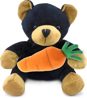 DolliBu Happy Easter Super Soft Plush Black Bear with Carrot - Cute Stuffed Animals with Carrot Plush Toy, with Name Personalization, Spring Easter Plush Animal - 6 Inches