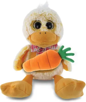 DolliBu Happy Easter Super Soft Plush Sitting Duck with Carrot - Cute Stuffed Animals with Carrot Plush Toy, with Name Personalization, Spring Easter Plush Animal - 9 Inches
