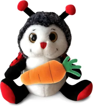 DolliBu Happy Easter Super Soft Plush Sitting Ladybug with Carrot - Cute Stuffed Animals with Carrot Plush Toy, with Name Personalization, Spring Easter Plush Animal - 9 Inches
