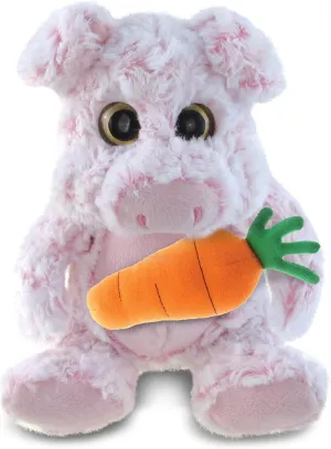 DolliBu Happy Easter Super Soft Plush Sitting Pig with Carrot - Cute Stuffed Animals with Carrot Plush Toy, with Name Personalization, Spring Easter Plush Animal - 9 Inches