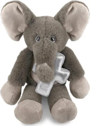 DolliBu Long Leg Elephant Stuffed Animal with Silver Cross Plush - Religious Baptism Gift for Boys and Girls, Cute Dedication Christening Gifts Plush Prayer Toy Healing Teddy Bear - 10.5 Inches