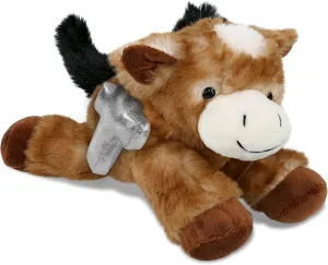 DolliBu Lying Brown Donkey Stuffed Animal with Silver Cross Plush – Religious Baptism Gifts for Boys and Girls, Dedication Christening Gifts Plush Prayer Toy Healing Stuffed Animal – 9 Inches