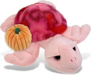 DolliBu Pink Tie-Dye Sea Turtle Stuffed Animal with Pumpkin Decor with Personalization - Pumpkin Plush Animal for Fall, Halloween and Thanksgiving, Pumpkin Toy for Baby, Kids, Adults - 10 Inch