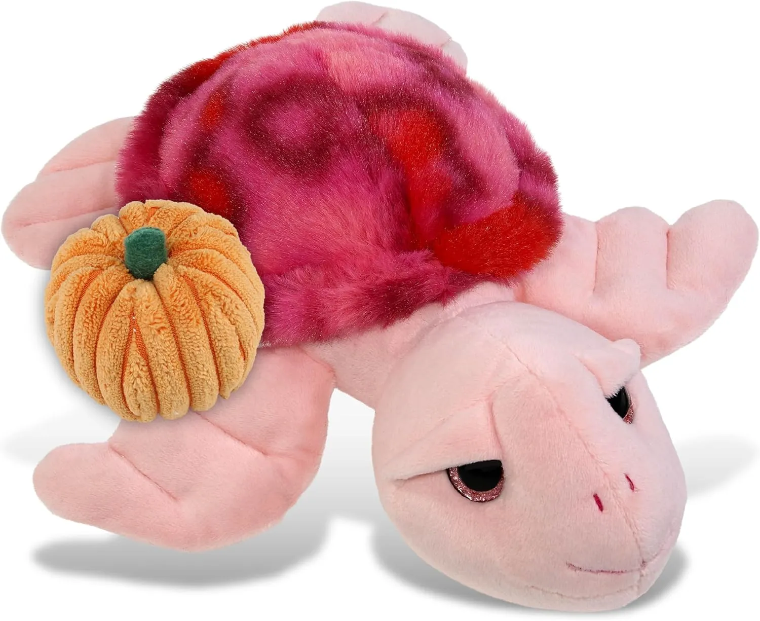 DolliBu Pink Tie-Dye Sea Turtle Stuffed Animal with Pumpkin Decor with Personalization - Pumpkin Plush Animal for Fall, Halloween and Thanksgiving, Pumpkin Toy for Baby, Kids, Adults - 10 Inch