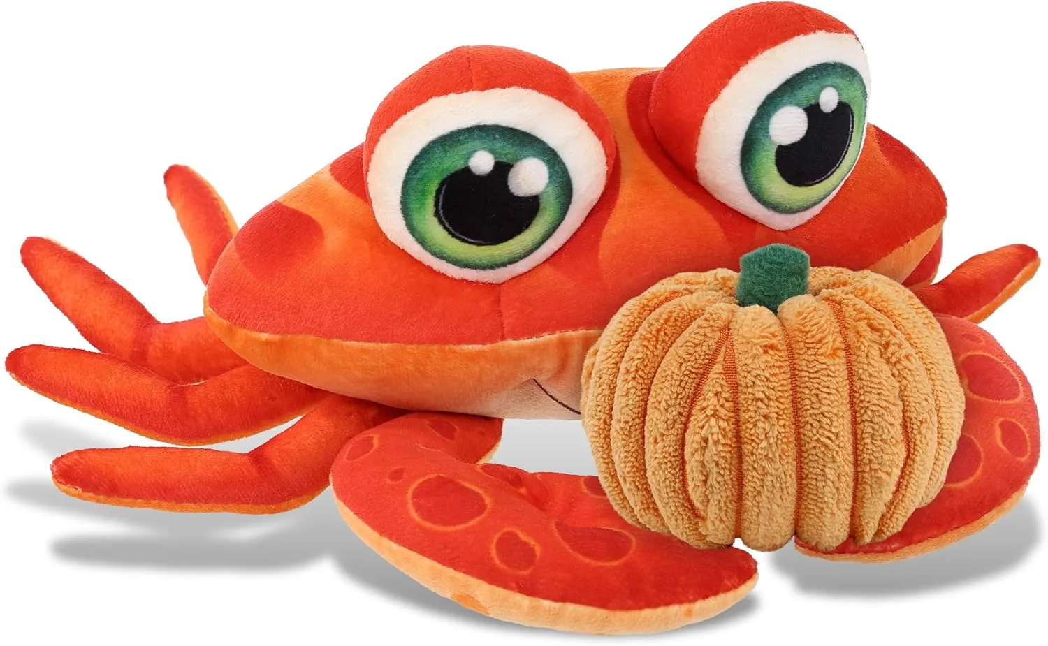 DolliBu Plush Buddies Red Crab Stuffed Animal with Pumpkin Decor - Pumpkin Plush Animal for Fall, Halloween and Thanksgiving, Pumpkin Toy for Baby, Kids, Adults - 10 Inches
