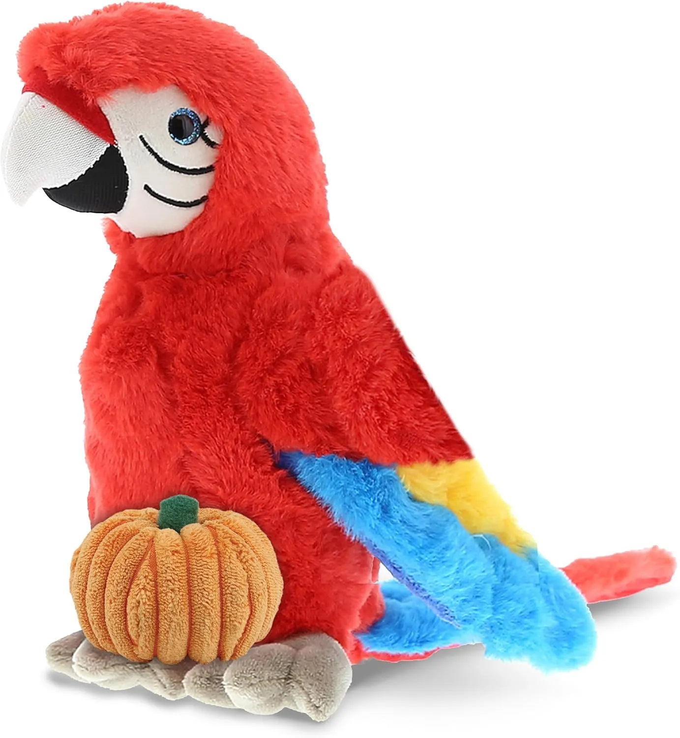 DolliBu Soft Red Parrot Stuffed Animal with Pumpkin Decor and Name Personalization - Pumpkin Plush Animal for Fall, Halloween and Thanksgiving, Pumpkin Toy for Kids, Adults - 15.5 Inches