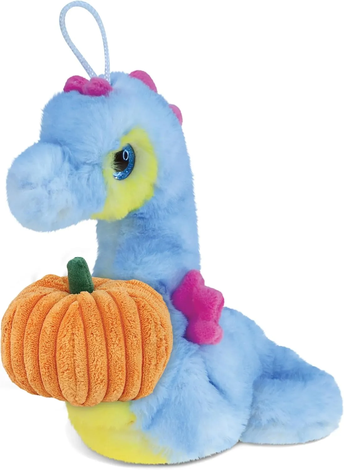 DolliBu Super Soft Blue Seahorse Stuffed Animal with Pumpkin Decor - Pumpkin Plush Animal for Fall, Halloween and Thanksgiving, Pumpkin Toy for Baby, Kids, Adults - 8.5 Inches