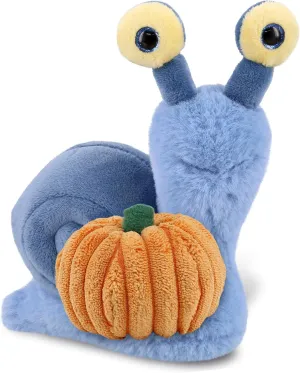 DolliBu Super Soft Blue Snail Stuffed Animal with Pumpkin Plush Decor - Snail Pumpkin Plush Animal for Fall, Halloween and Thanksgiving, Pumpkin Plush Toy for Baby, Kids, Adults - 5.5 Inches