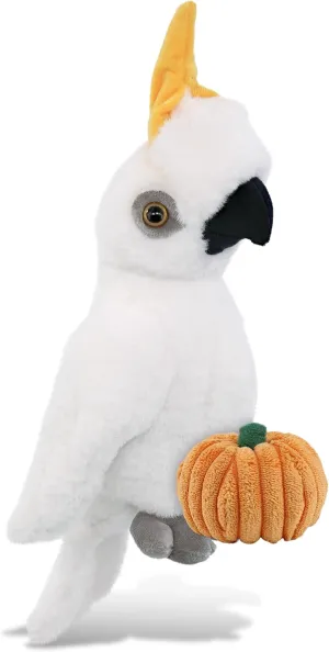 DolliBu Super Soft Cockatoo Stuffed Animal with Pumpkin Decor and Name Personalization - Pumpkin Plush Animal for Fall, Halloween and Thanksgiving, Pumpkin Toy for Baby, Kids, Adults - 10 Inches