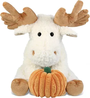 DolliBu Super Soft Fancy Floppy Moose Stuffed Animal with Pumpkin Decor and Personalization - Pumpkin Plush Animal for Fall, Halloween and Thanksgiving, Pumpkin Toy for Kids, Adults - 10.5 Inches