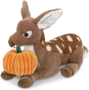 DolliBu Super Soft Fawn Deer Stuffed Animal with Pumpkin Decor - Pumpkin Plush Animal for Fall, Halloween and Thanksgiving, Pumpkin Toy for Baby, Kids, Adults - 10 Inches