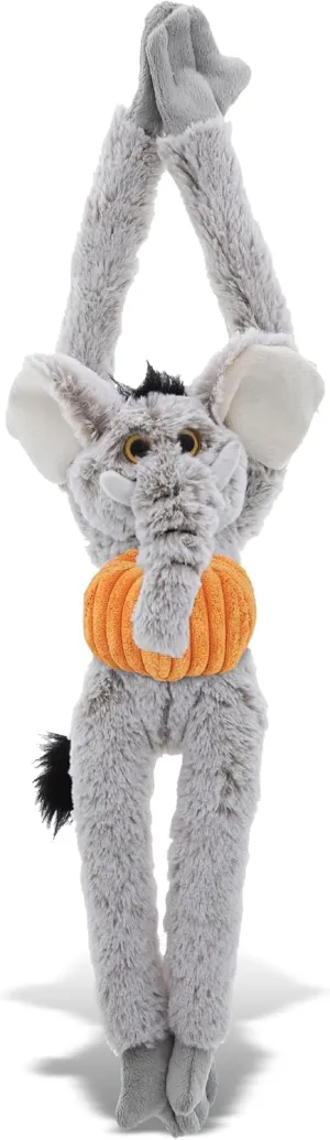 DolliBu Super Soft Long Arms Elephant Stuffed Animal with Pumpkin Decor, Name Personalization - Plush Animal for Fall, Halloween and Thanksgiving for Baby, Kids, Adults - 21 Inch
