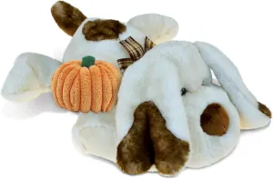 DolliBu Super Soft Lying Dog Stuffed Animal with Pumpkin Decor - Pumpkin Plush Animal for Fall, Halloween and Thanksgiving, Pumpkin Toy for Baby, Kids, Adults - 14 Inches