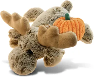 DolliBu Super Soft Lying Moose Stuffed Animal with Pumpkin Decor and Name Personalization - Pumpkin Plush Animal for Fall, Halloween and Thanksgiving for Baby, Kids, Adults - 9.5 Inches