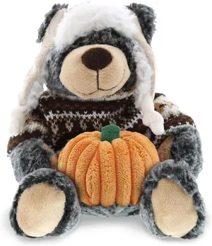 DolliBu Super Soft Plush Black Bear Plush with Clothes Stuffed Animal with Pumpkin Decor - Pumpkin Plush Animal for Fall, Halloween and Thanksgiving, Pumpkin Toy for Baby, Kids, Adults - 9 Inches