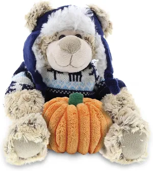 DolliBu Super Soft Plush Polar Bear Plush with Clothe Stuffed Animal with Pumpkin Decor - Pumpkin Plush Animal for Fall, Halloween and Thanksgiving, Pumpkin Toy for Baby, Kids, Adults - 9 Inches