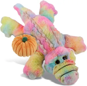 DolliBu Super Soft Plush Rainbow Alligator Stuffed Animal with Pumpkin Decor - Pumpkin Plush Animal for Fall, Halloween and Thanksgiving, Pumpkin Toy for Baby, Kids, Adults - 12 Inches