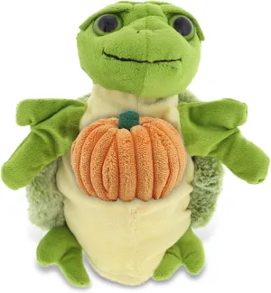 DolliBu Super Soft Plush Sea Turtle Plush Hand Puppet Stuffed Animal with Pumpkin Decor - Pumpkin Plush Animal for Fall, Halloween and Thanksgiving, Pumpkin Toy for Baby, Kids, Adults - 10 Inches