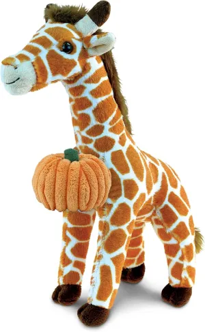DolliBu Super Soft Plush Wild Giraffe Stuffed Animal with Pumpkin Decor - Pumpkin Plush Animal for Fall, Halloween and Thanksgiving, Pumpkin Toy for Baby, Kids, Adults - 12.5 Inches