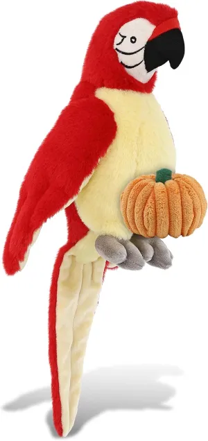 DolliBu Super Soft Red Parrot Stuffed Animal with Pumpkin Decor and Name Personalization - Pumpkin Plush Animal for Fall, Halloween and Thanksgiving, Pumpkin Toy for Baby, Kids, Adults - 11 Inches