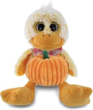 DolliBu Super Soft Sitting Duck Stuffed Animal with Pumpkin Plush Decor - Duck with Pumpkin Plush Animal for Fall, Halloween and Thanksgiving, Pumpkin Plush Toy for Baby, Kids, Adults - 9 Inches